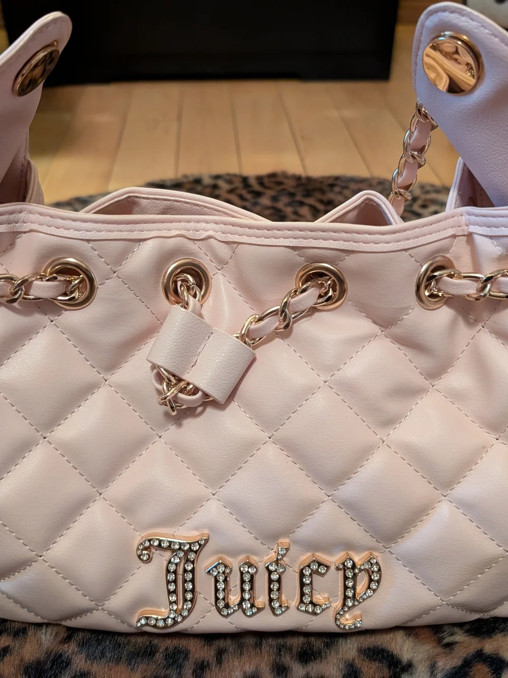 Juicy Couture Quilted Pink Chain-Handle Shoulder Bag